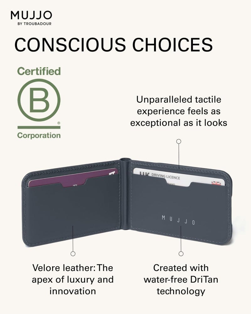 Mujjo Magsafe Compatible Leather Wallet Stand - Basalt Blue - Image 5